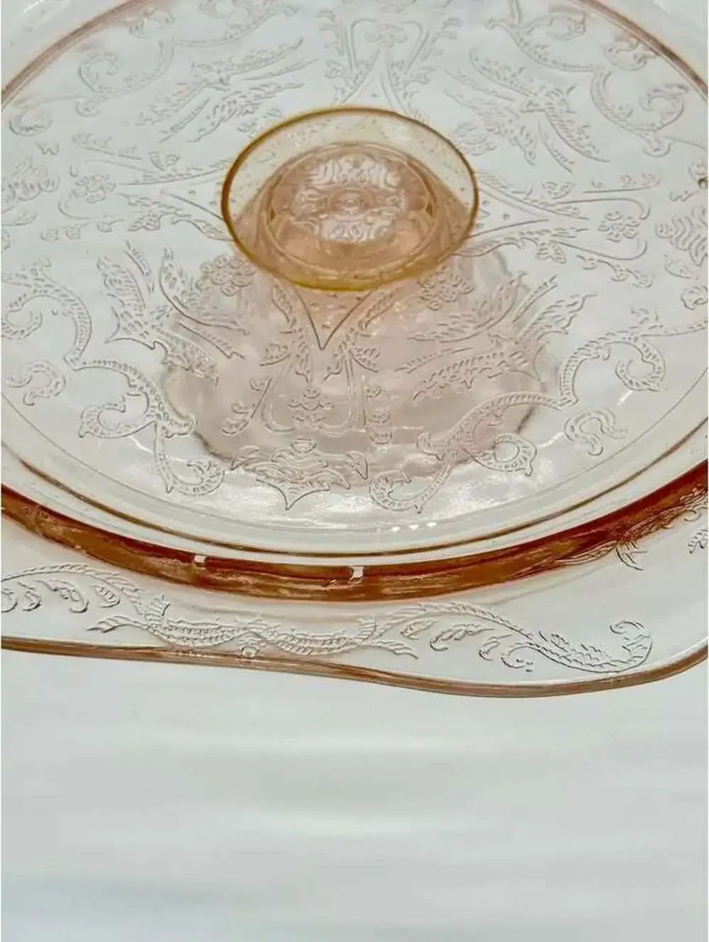 Vintage Indiana Glass Recollection Pink Madrid Footed Cake Plate Cake Stand